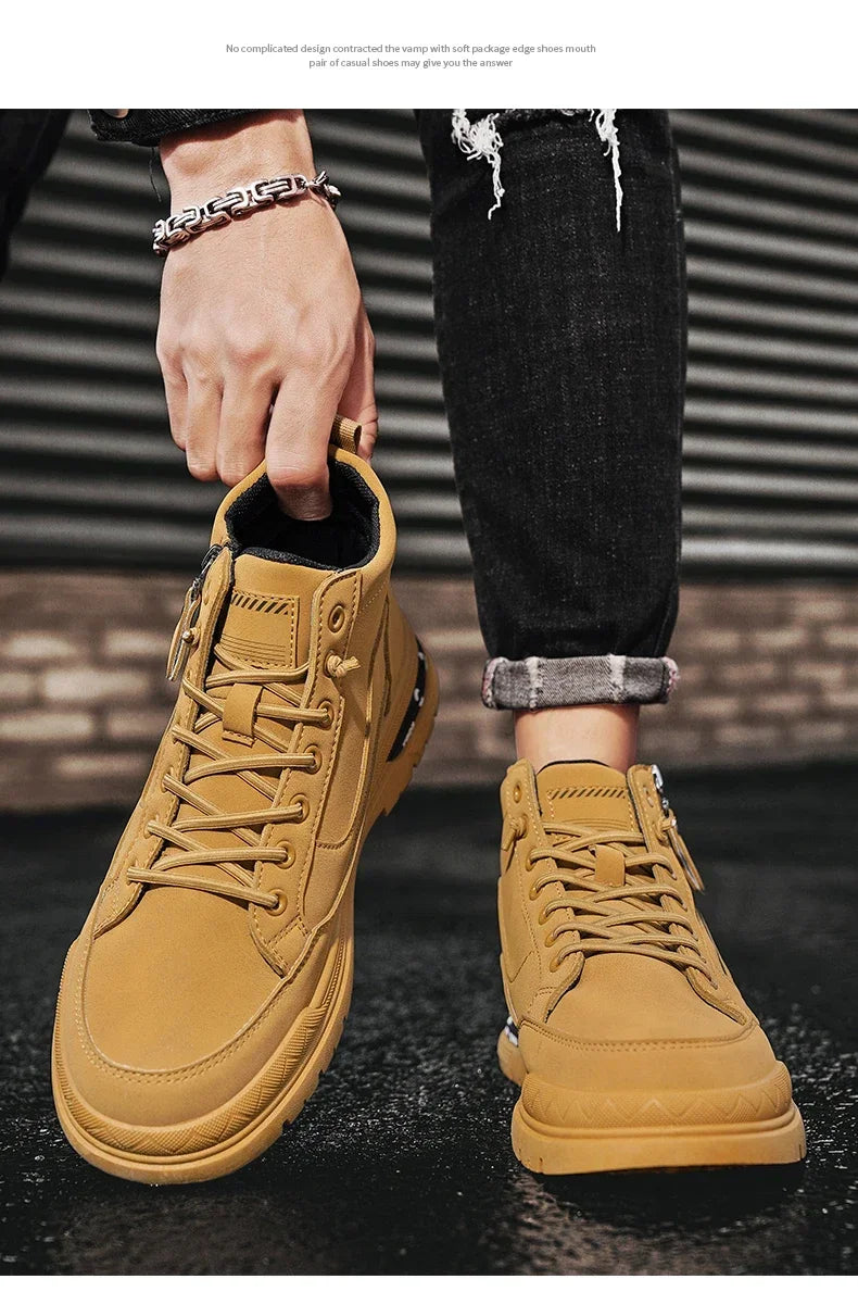 Botas Casuales de Cuero para Hombre 2025 | Invierno, Outdoor y Moda Urbana