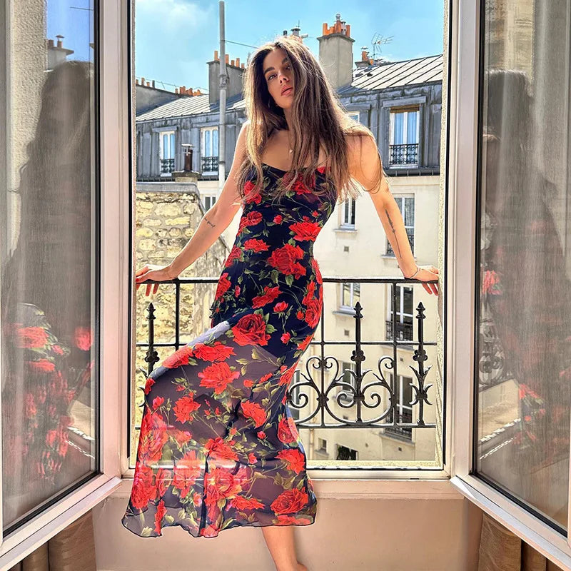 Vestido Floral Elegante para Mujer – Verano 2025, Casual y Sexy