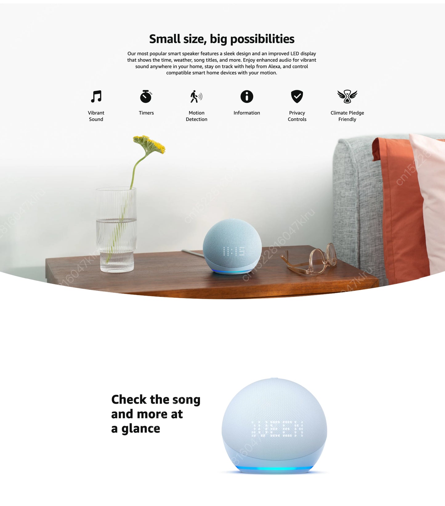 Alexa Echo Dot 5ta Generación con Reloj y Asistente de Voz