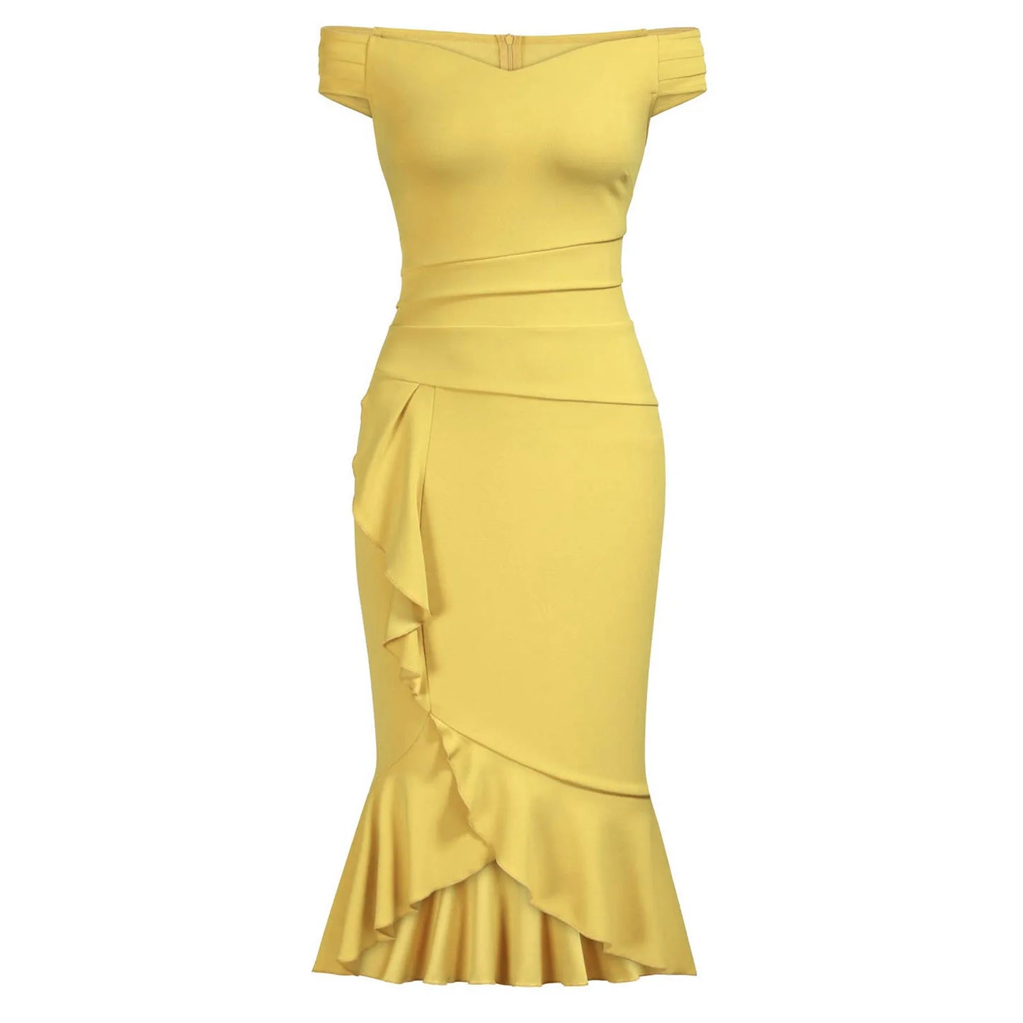 Vestido Elegante de Fiesta para Mujer – Off Shoulder con Volantes y Abertura Lateral