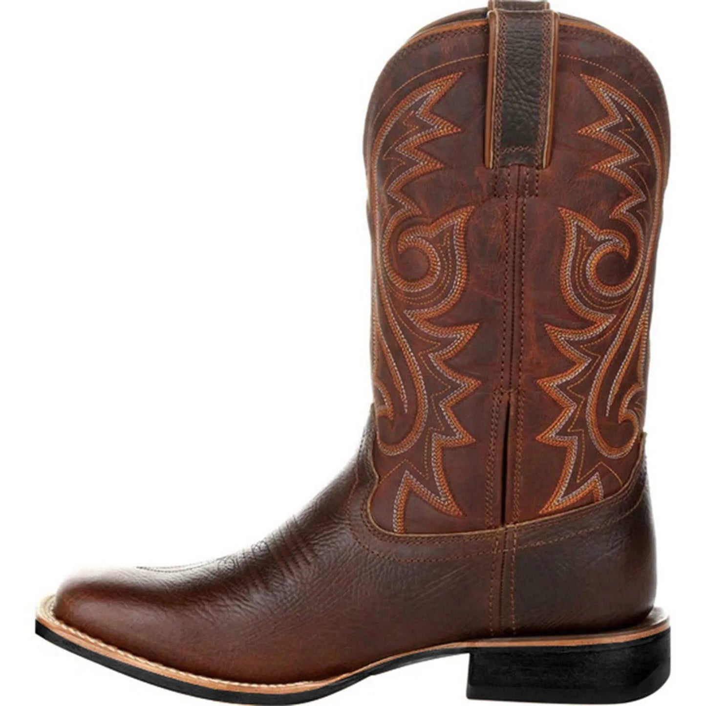 Botas Vaqueras de Hombre con Bordado – Estilo Western, Punta Fina y Caña Media