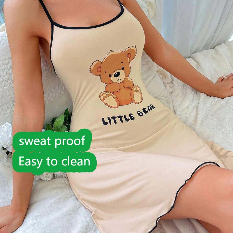 Camisón de Tirantes para Mujer – Pijama Cómodo con Estampado de Osito 🐻