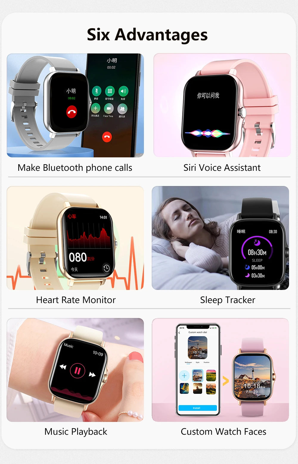 Smartwatch Deportivo 116 Plus – Monitor de Salud, Notificaciones, Música y Control de Actividad