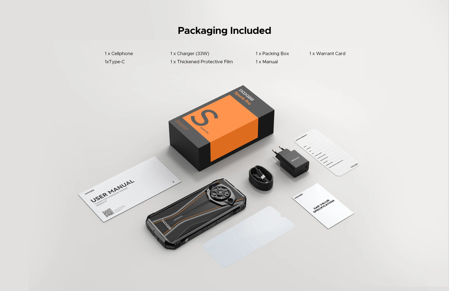 DOOGEE S Punk Pro Smartphone 6.6” FHD+ 90Hz – 32GB RAM (20GB+12GB), 512GB ROM, 10800mAh, Carga Rápida 33W, Cámara 50MP AI, Android 14