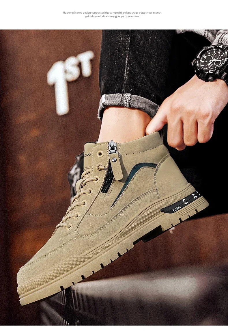 Botas Casuales de Cuero para Hombre 2025 | Invierno, Outdoor y Moda Urbana