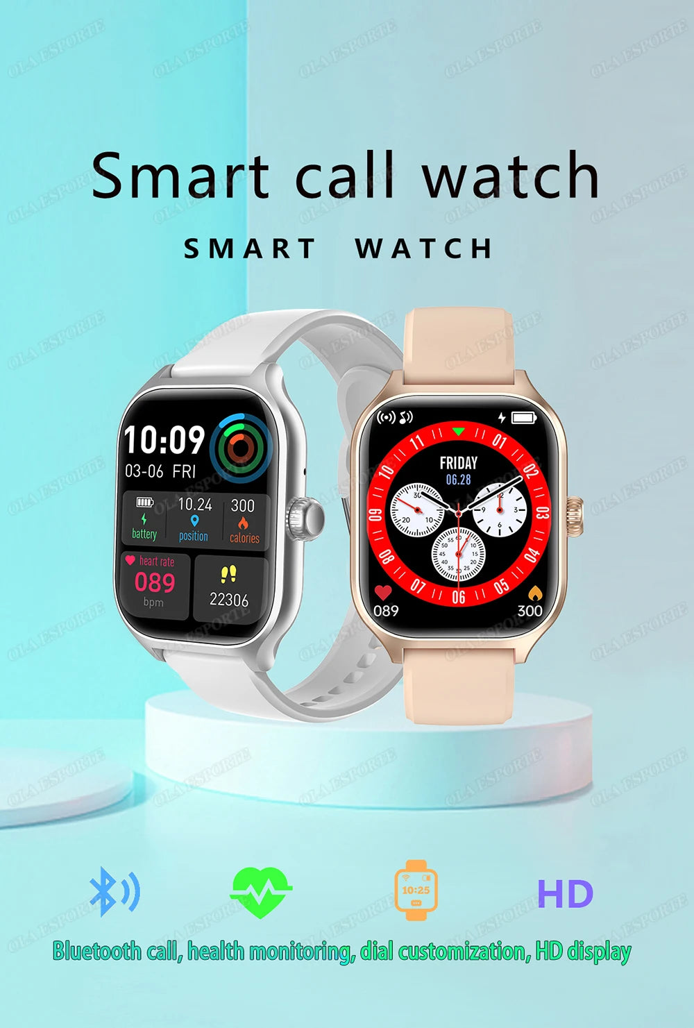 Smartwatch 1.83” HD – Llamadas Bluetooth, Notificaciones, Deportes y Monitoreo de Salud