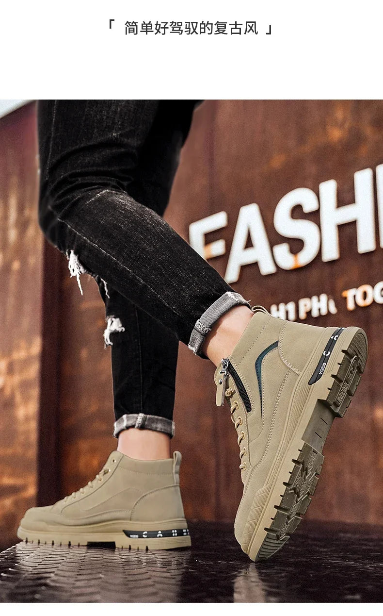 Botas Casuales de Cuero para Hombre 2025 | Invierno, Outdoor y Moda Urbana