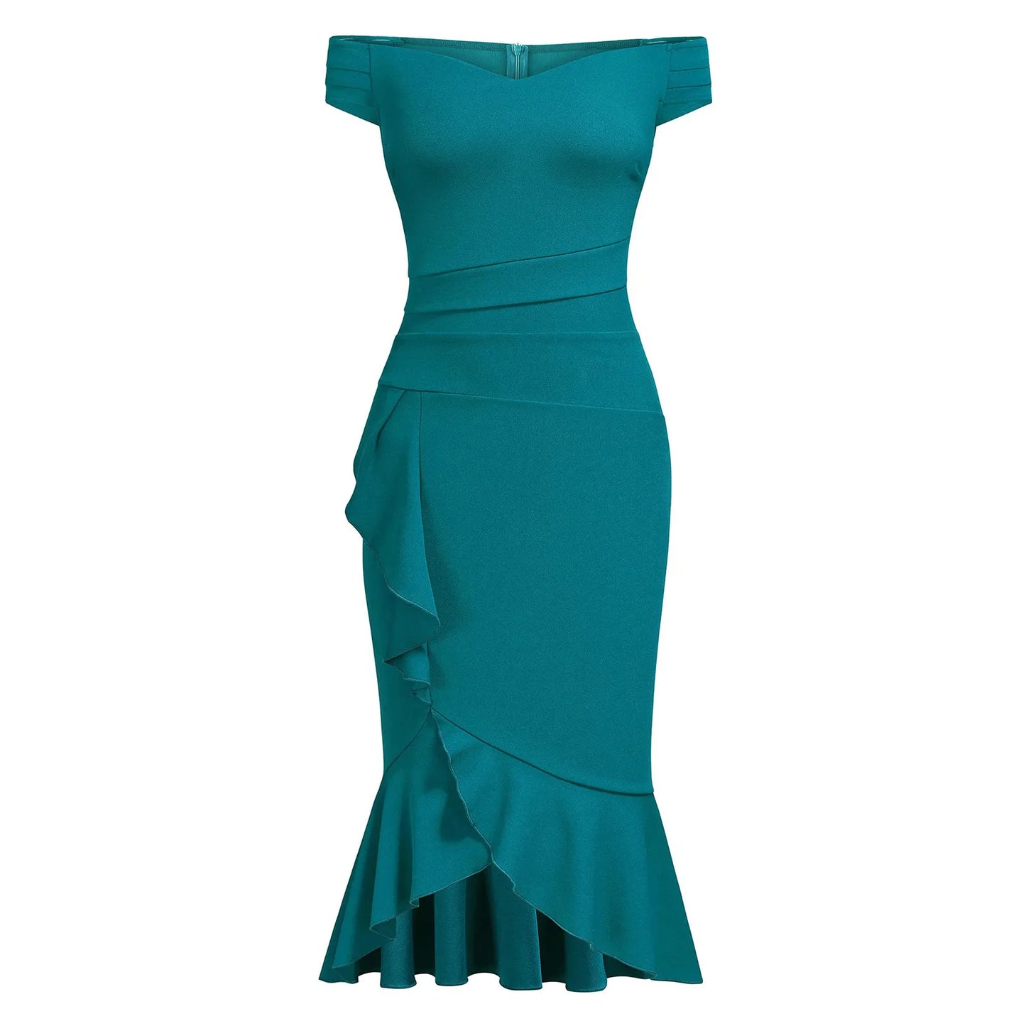 Vestido Elegante de Fiesta para Mujer – Off Shoulder con Volantes y Abertura Lateral