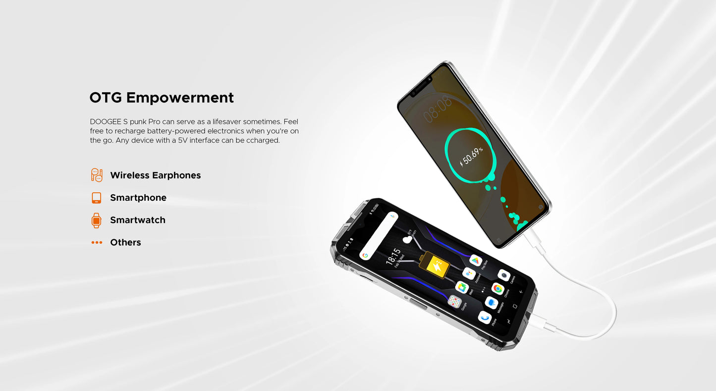 DOOGEE S Punk Pro Smartphone 6.6” FHD+ 90Hz – 32GB RAM (20GB+12GB), 512GB ROM, 10800mAh, Carga Rápida 33W, Cámara 50MP AI, Android 14