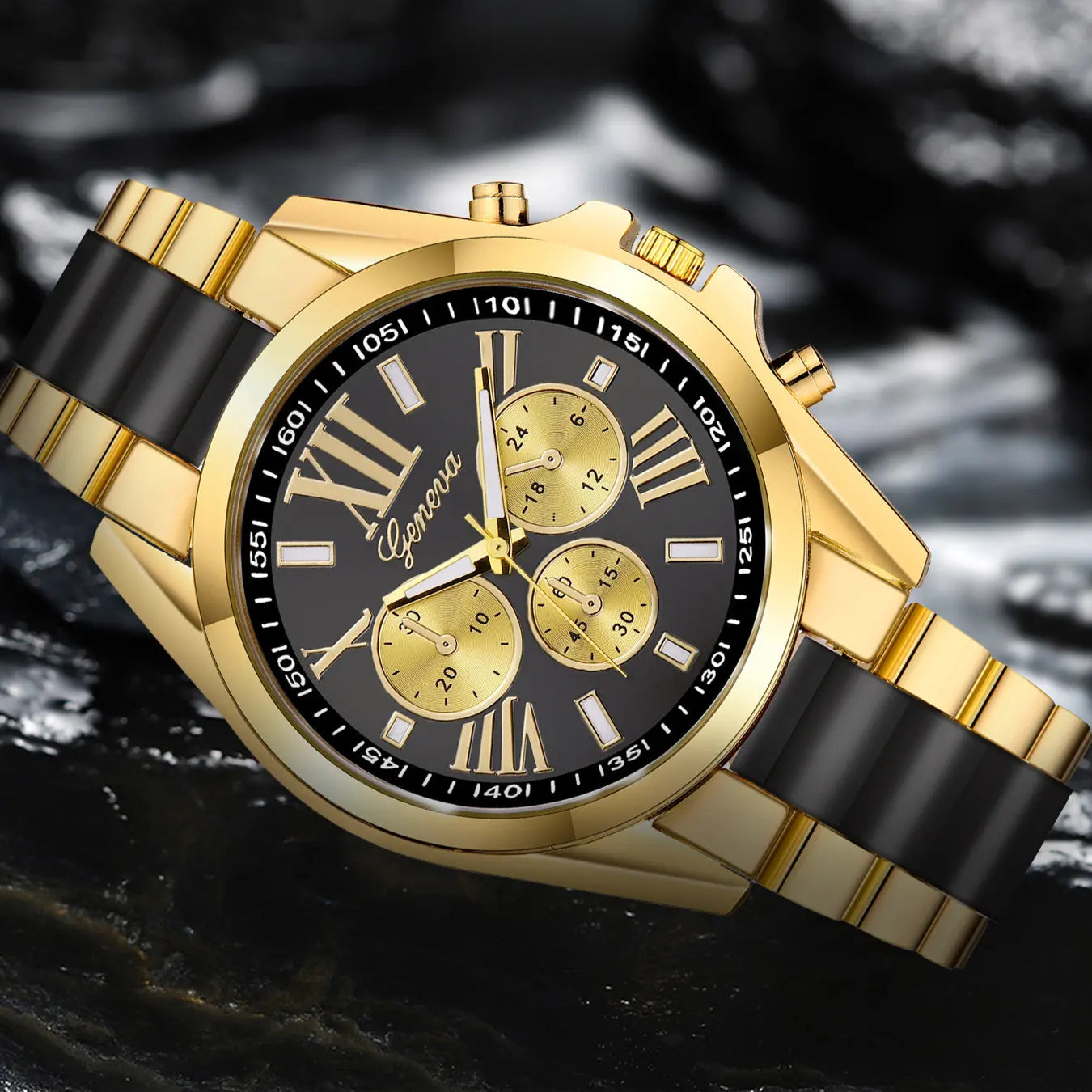 Reloj de Lujo para Hombre – Acero Inoxidable Dorado, Cuarzo Clásico, Estilo Negocios & Casual