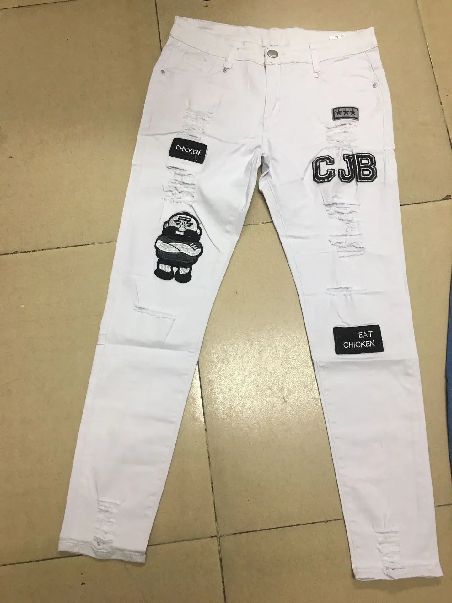 Jeans Rotos Punk para Hombre – Skinny Slim Fit con Parche y Estilo Urbano