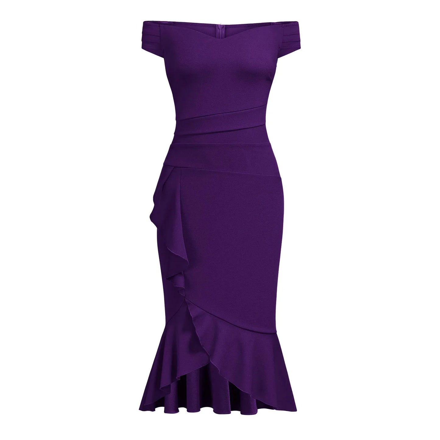 Vestido Elegante de Fiesta para Mujer – Off Shoulder con Volantes y Abertura Lateral