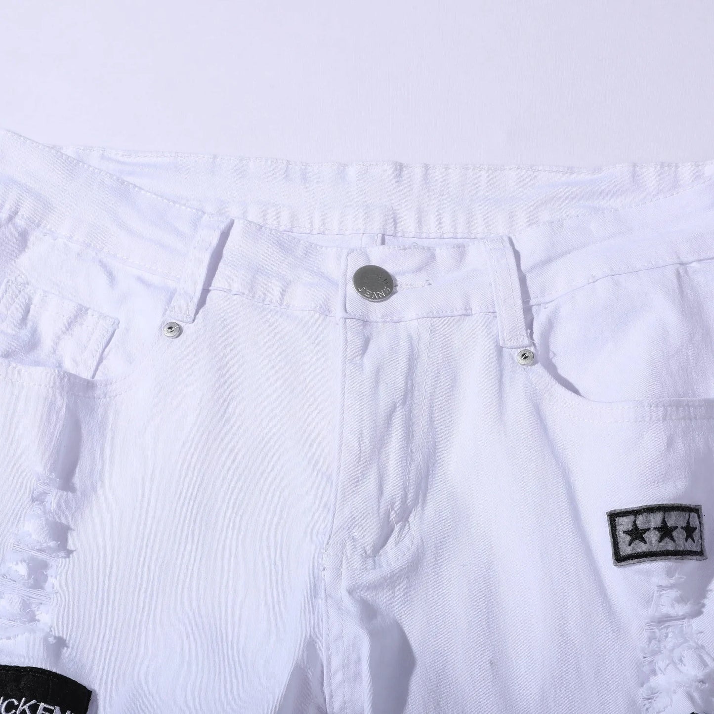 Jeans Rotos Punk para Hombre – Skinny Slim Fit con Parche y Estilo Urbano