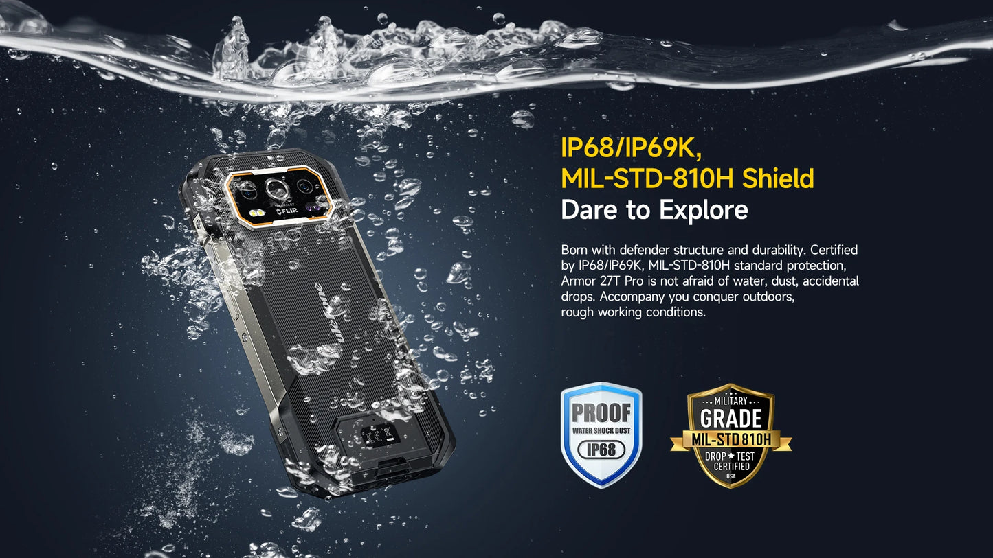 Ulefone Armor 27T Pro 5G – Smartphone Rugerizado 10600mAh, Android 14, 24GB+256GB, Cámara Térmica y Nocturna