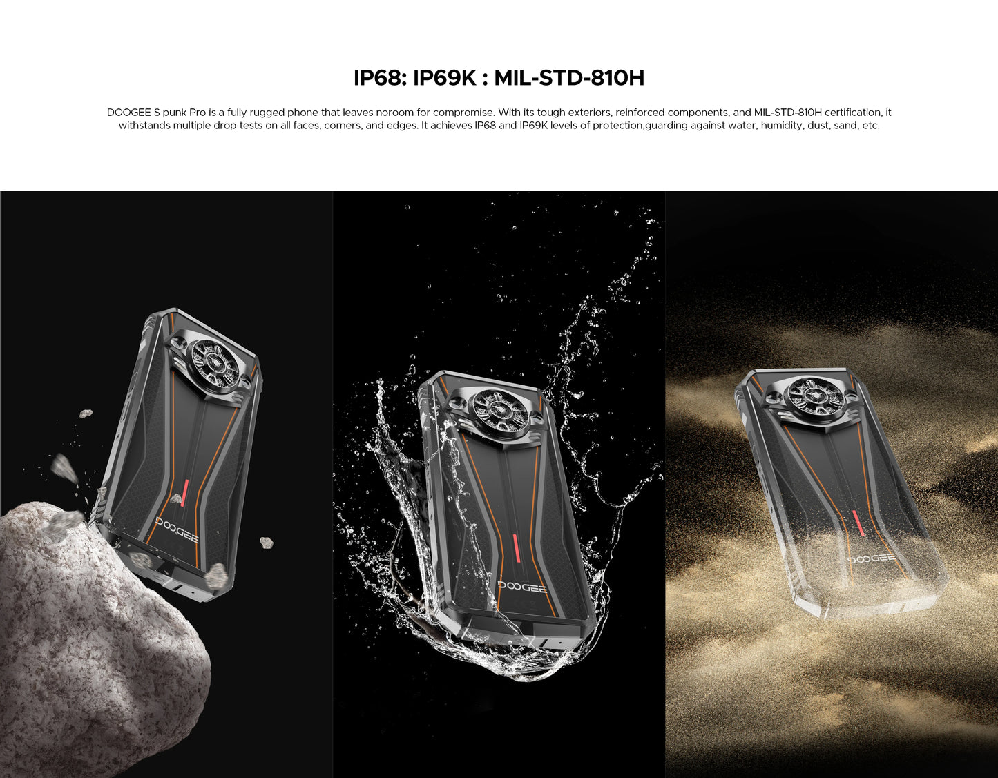 DOOGEE S Punk Pro Smartphone 6.6” FHD+ 90Hz – 32GB RAM (20GB+12GB), 512GB ROM, 10800mAh, Carga Rápida 33W, Cámara 50MP AI, Android 14