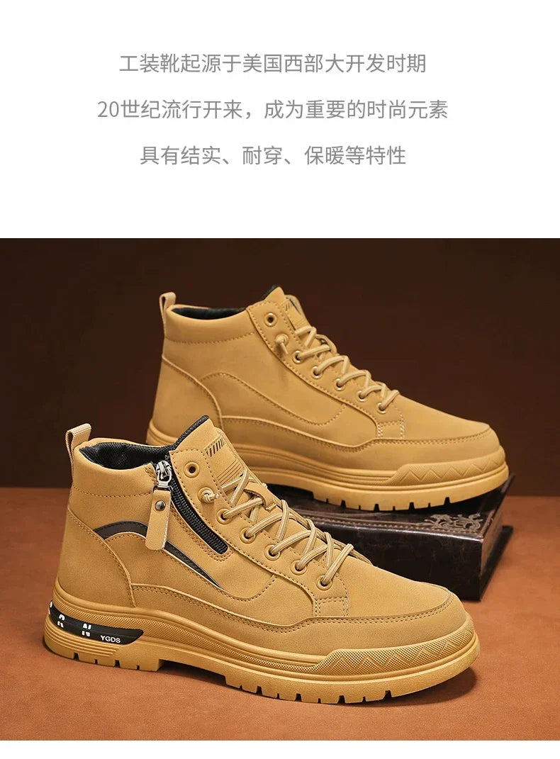 Botas Casuales de Cuero para Hombre 2025 | Invierno, Outdoor y Moda Urbana