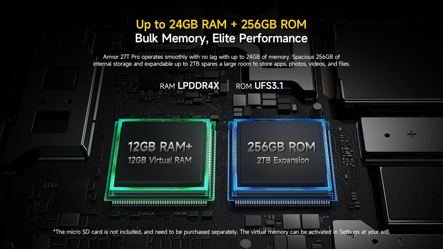 Ulefone Armor 27T Pro 5G – Smartphone Rugerizado 10600mAh, Android 14, 24GB+256GB, Cámara Térmica y Nocturna