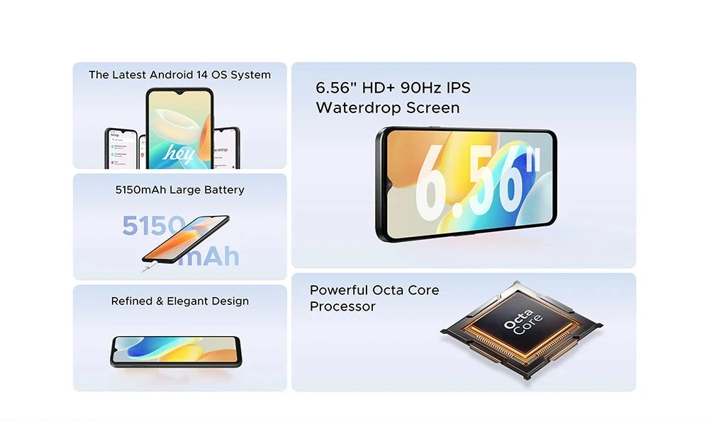 DOOGEE N55 PRO Smartphone 5G – 6.56” 90Hz, 4GB+128GB, Triple Cámara, Android 14