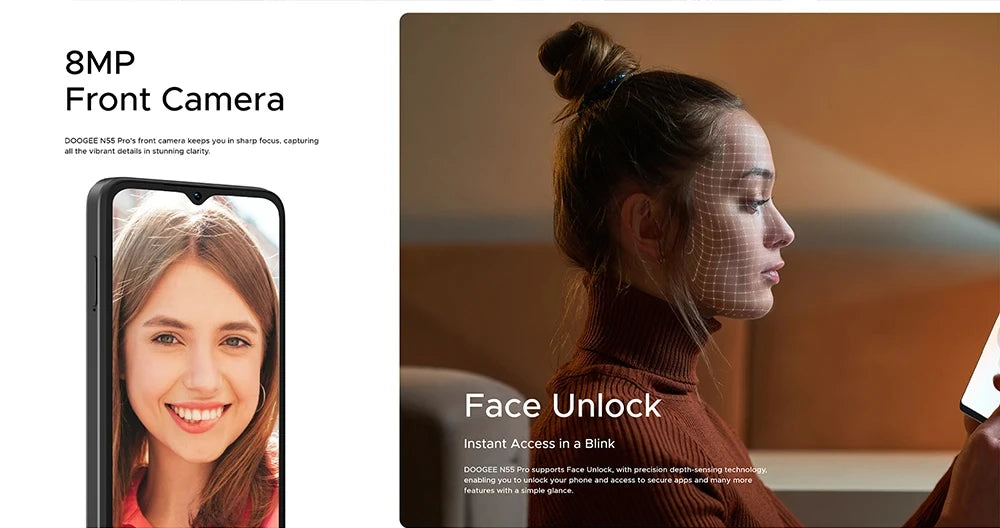 DOOGEE N55 PRO Smartphone 5G – 6.56” 90Hz, 4GB+128GB, Triple Cámara, Android 14