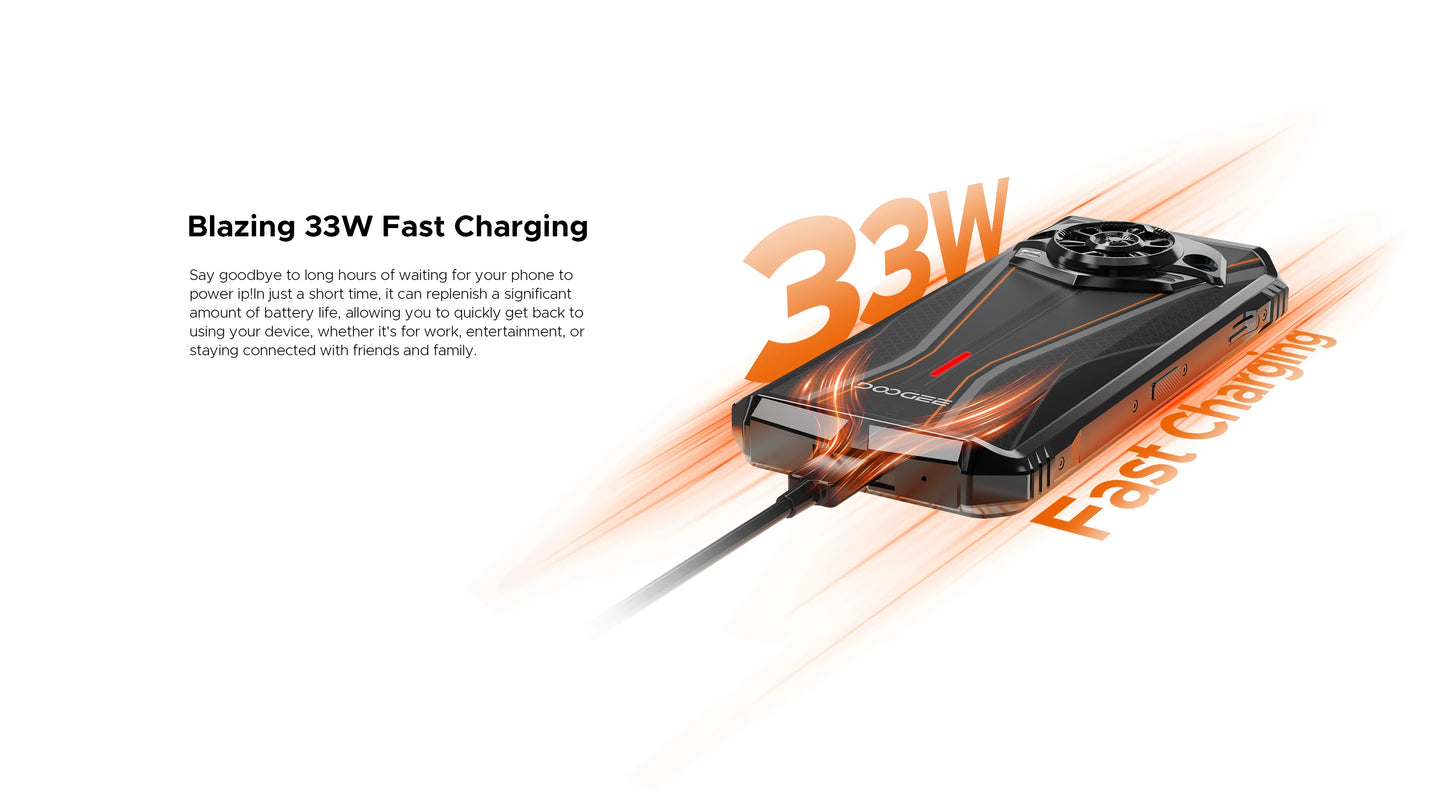 DOOGEE S Punk Pro Smartphone 6.6” FHD+ 90Hz – 32GB RAM (20GB+12GB), 512GB ROM, 10800mAh, Carga Rápida 33W, Cámara 50MP AI, Android 14