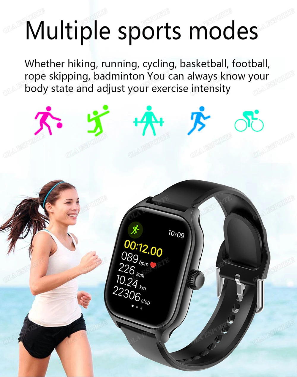 Smartwatch 1.83” HD – Llamadas Bluetooth, Notificaciones, Deportes y Monitoreo de Salud