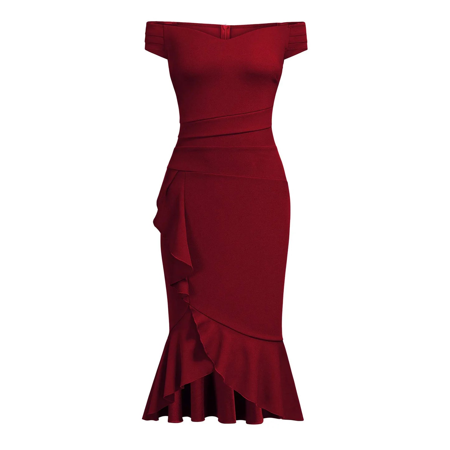 Vestido Elegante de Fiesta para Mujer – Off Shoulder con Volantes y Abertura Lateral