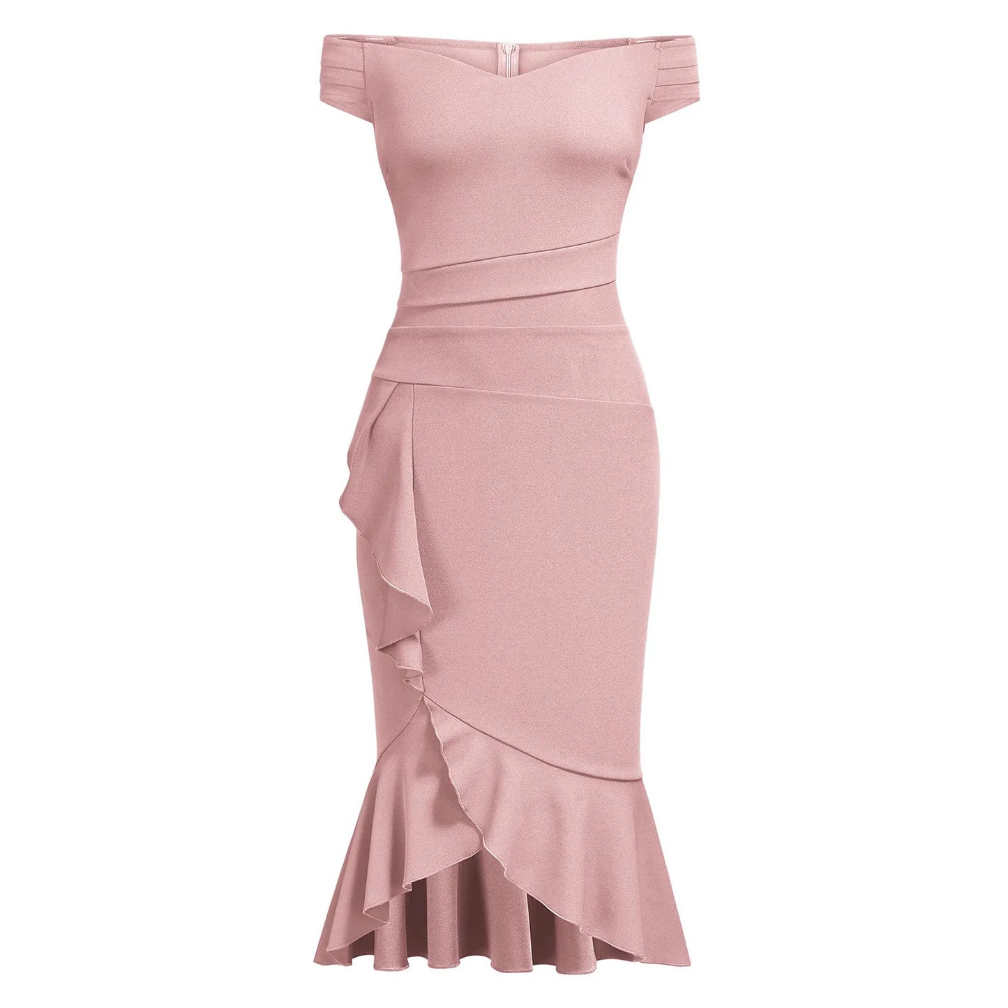 Vestido Elegante de Fiesta para Mujer – Off Shoulder con Volantes y Abertura Lateral