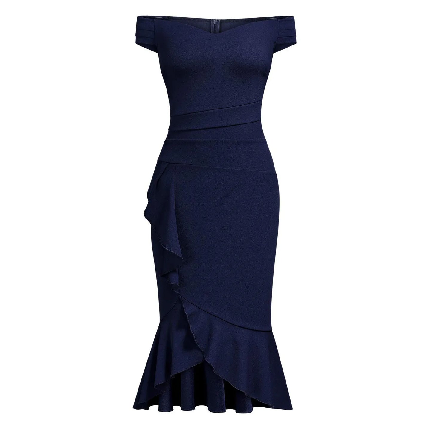 Vestido Elegante de Fiesta para Mujer – Off Shoulder con Volantes y Abertura Lateral